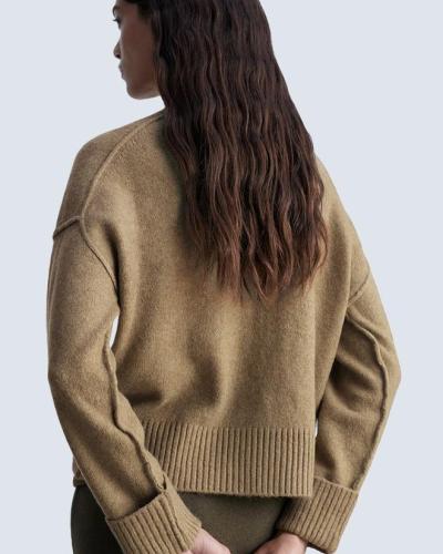 Cropped wool-blend knit sweater